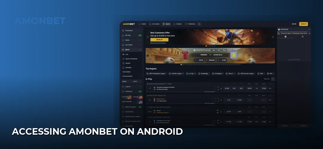Accessing Amonbet on Android